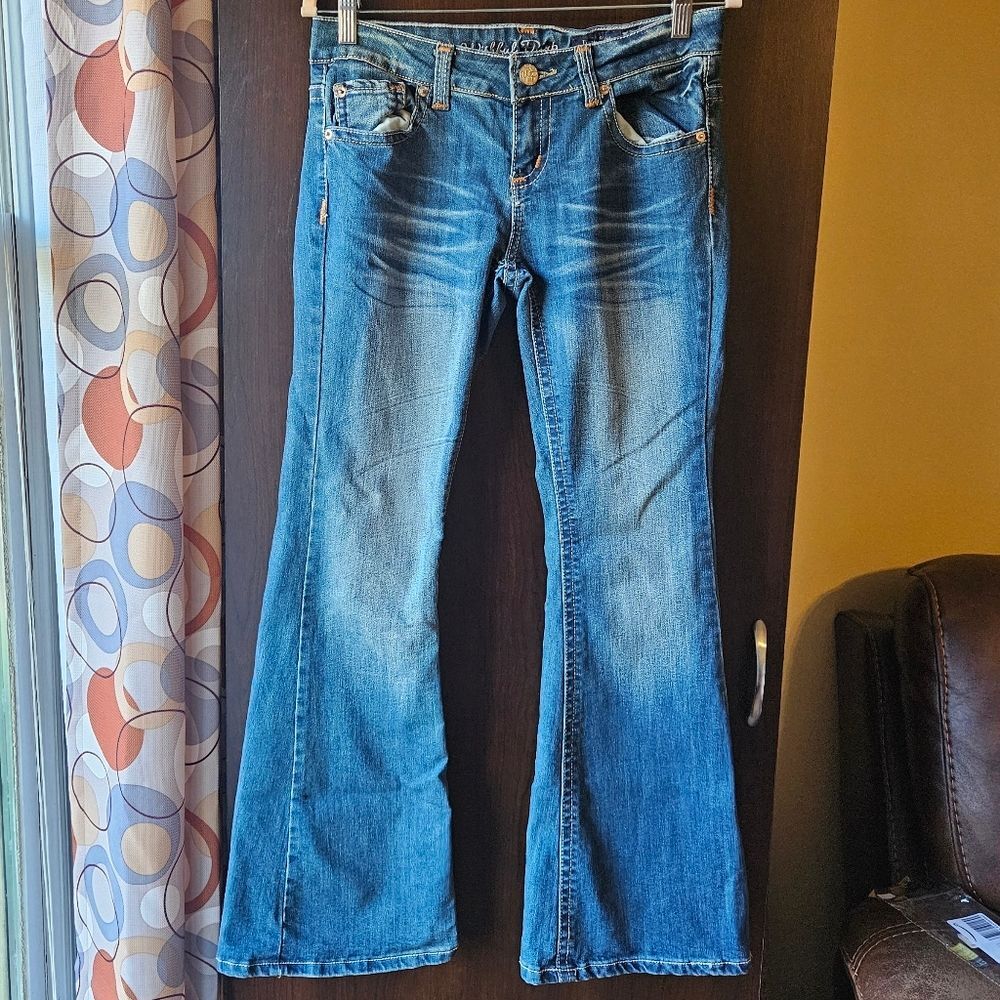 Y2K Wishful Park Flare Jeans in Blue